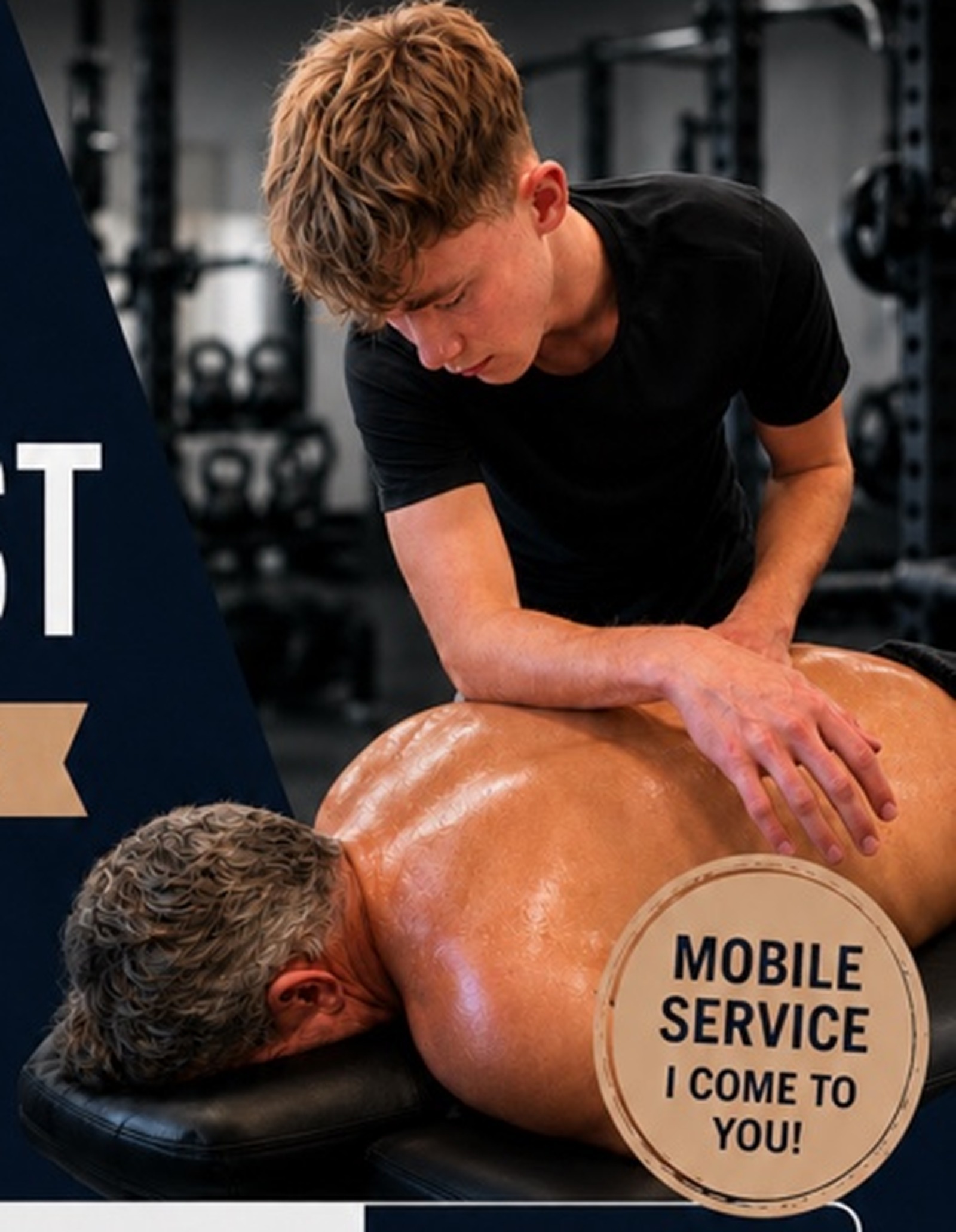 Sports massage treatment in an athletic setting